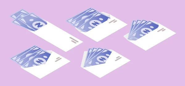 Nigerian Naira Money Envelope Isometric Icon — 图库矢量图片