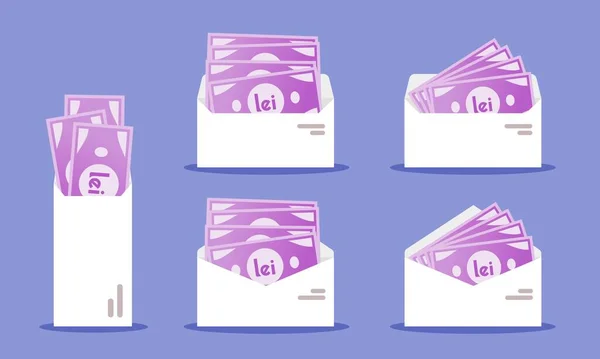 ルーマニア語のLeu Money Envelope — ストックベクタ