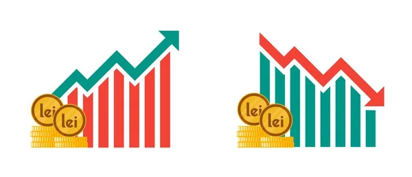 Rumunské Fluktuace Měny Leu — Stockový vektor