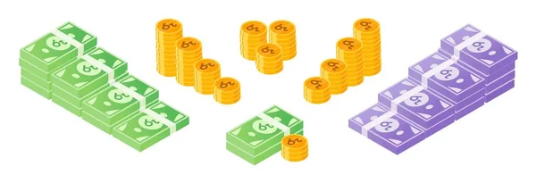 Sri Lanka Rupee Money Dan Coin Bundle Set - Stok Vektor