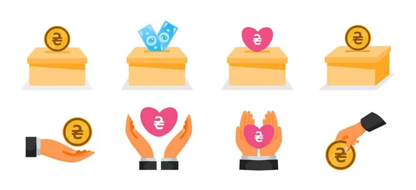 Darování Pomocí Ukrajinských Ikon Peněz Hryvnia — Stockový vektor