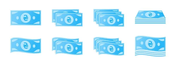 Conjunto Iconos Billetes Hryvnia Ucraniana — Vector de stock