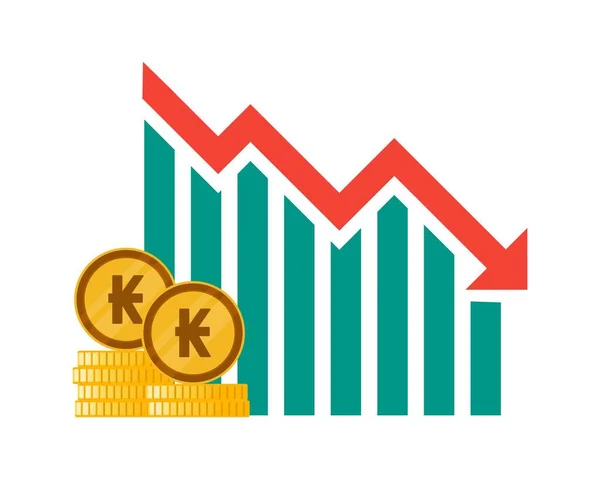Lao Kip Exchange Rate Value Diminuir Para Baixo — Vetor de Stock