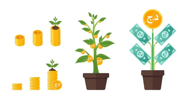 stock vector Algerian Dinar Money Tree Growing