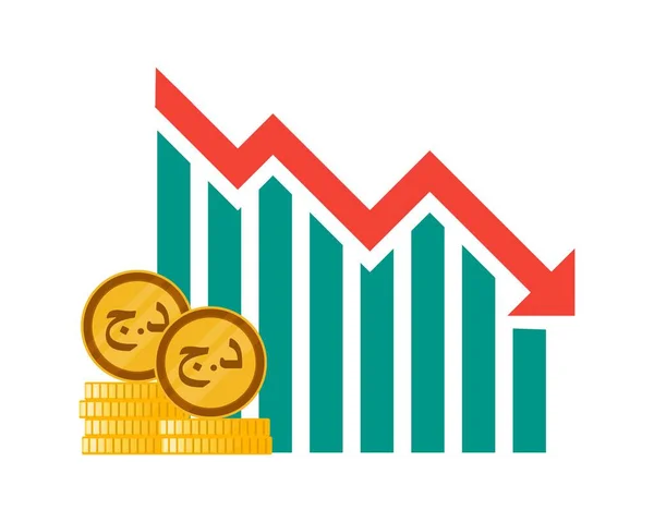 Algerian Dinar Exchange Rate Value Decrease — Stock Vector