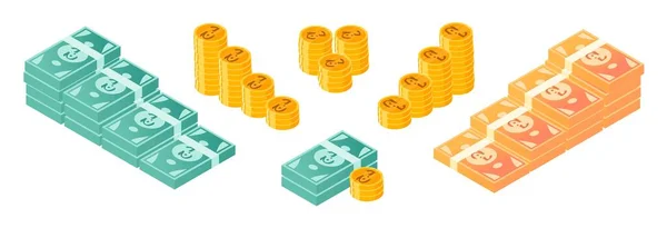 Algerian Dinar Money Coin Bundle Set — Stock Vector
