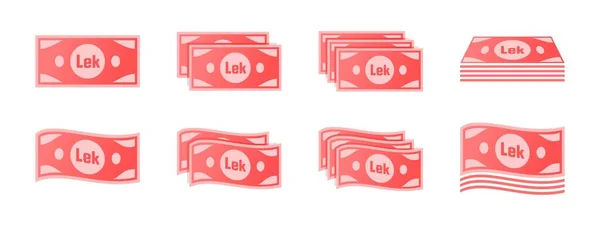 阿尔巴尼亚Lek Banknote Icon Set — 图库矢量图片
