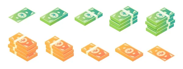 Set Icone Isometriche Banconote Afghane — Vettoriale Stock