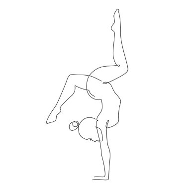Vector line drawing woman yoga silhouette for clothes, logo design, emblem