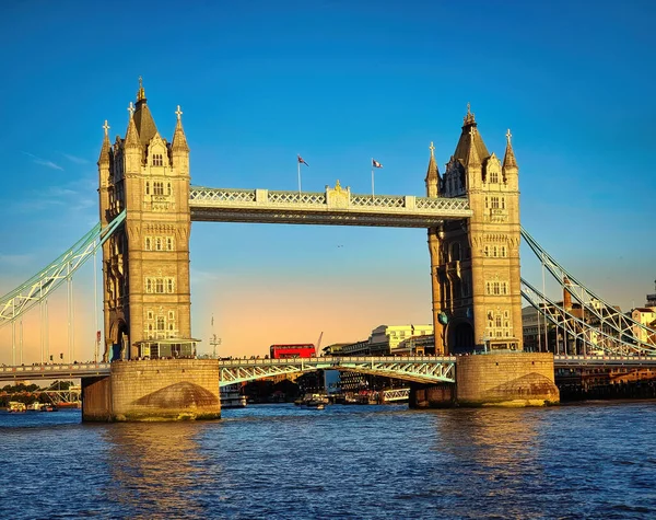 Puente Torre Londres Atardecer Inglaterra — Foto de Stock