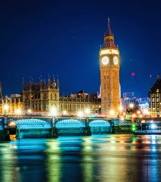 Big Ben Bei Nacht London England — Stockfoto