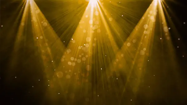Altın Spotlight Karanlık Arkaplanda Işınlar