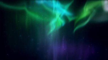 Animasyon Aurora Borealis Gece Kutup Bölgesi Üzerinde