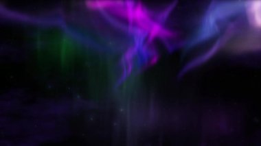 Animasyon Aurora Borealis Gece Kutup Bölgesi Üzerinde