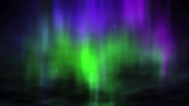 Animasyon Aurora Borealis Gece Kutup Bölgesi Üzerinde