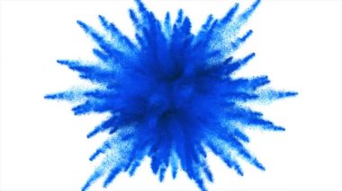 Alfa Matte VFX Elementi ile Beyaz Arkaplanda Mavi Toz Patlaması