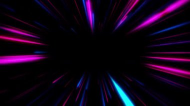 Siyah Arkaplanda Hızlı Hareket Eden Pembe ve Mavi Işık Çizgileri