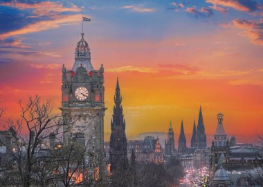 Edinburgh Skyline at Sunset from Calton Hill, Scotland