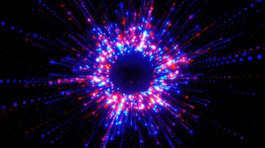 Mavi ve Kırmızı Işıkların Soyut Patlayan Havai fişek Gösterimi