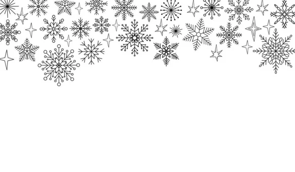 Νιφάδες Χιονιού Εορταστική Χριστούγεννα Οριζόντια Πρότυπο Περίγραμμα Διανυσματική Απεικόνιση Πρωτοχρονιά — Διανυσματικό Αρχείο