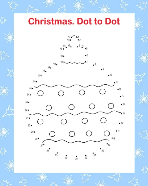 Christmas Tree Decoration Dot Dot Fun Educational Game Leisure Worksheet — Stock Vector