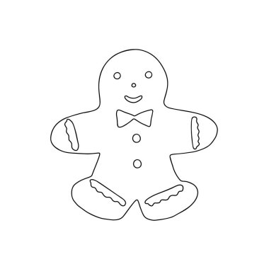 Küçük zencefilli kurabiye geleneksel noel kurabiyesi, tatlı mevsimlik tatlı akşam yemeği, basit vektör çizimi