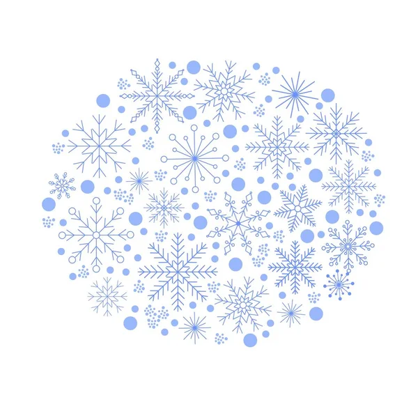 Snowflakes Snow Polka Dot Shapeless Cloud Simple Christmas Holiday Celebration — Stock Vector