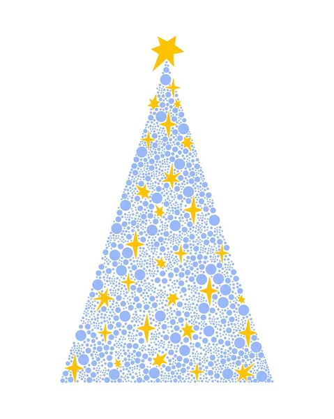 Αρχικό Χριστουγεννιάτικο Δέντρο Από Πουά Χιονόμπαλες Και Αστέρια Απλή Ζωγραφισμένη — Διανυσματικό Αρχείο