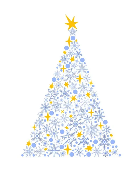 Árvore Natal Original Feita Flocos Neve Bolinhas Estrelas Ilustração Vetor — Vetor de Stock