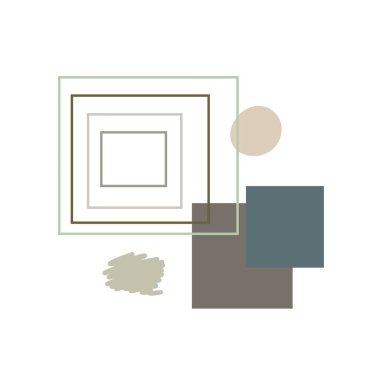 Boho style abstract shapes and outline square forms, simple hand drawn objects vector illustration, trendy pastel colors, minimalist collection for making card, banner, modern poster, wall art