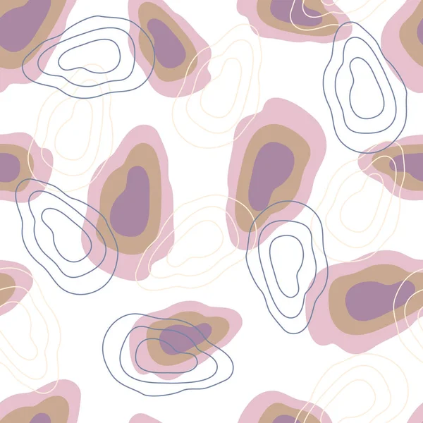 Boho Style Abstract Shapes Outline Oval Forms Seamless Pattern Simple — 스톡 벡터