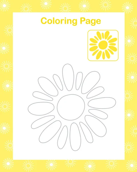 Sun Simple Outline Cartoon Coloring Page Vector Illustration Nature Environmental — Vetor de Stock