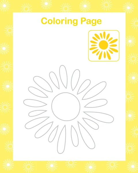 Sun Simple Outline Cartoon Coloring Page Vector Illustration Nature Environmental — Stockvektor