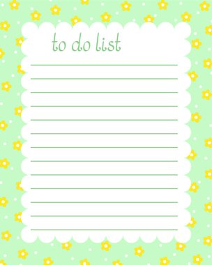 Boş satırlı yazdırılabilir kurşun günlük deseni şablonu listelemek için çiçekli yay desenli vektör çizimi, dikdörtgen çerçeve, basit tasarım ögesi