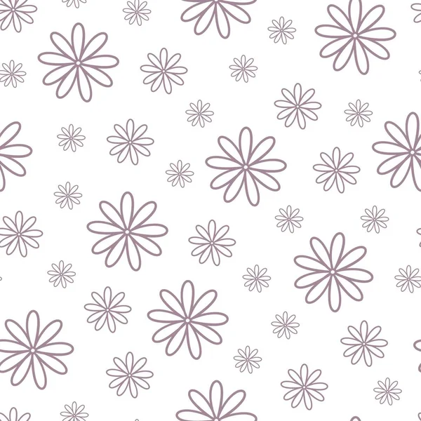 Einfache Pastellfarbene Umrisse Blume Nahtlose Muster Flachen Stil Vektor Illustration — Stockvektor