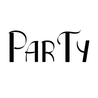 Word Party basit el yazması harf çizimi vektör çizimi, tebrik kartı, davetiye, poster, afiş, herhangi bir tasarım amacı için şirin tasarım ögesi