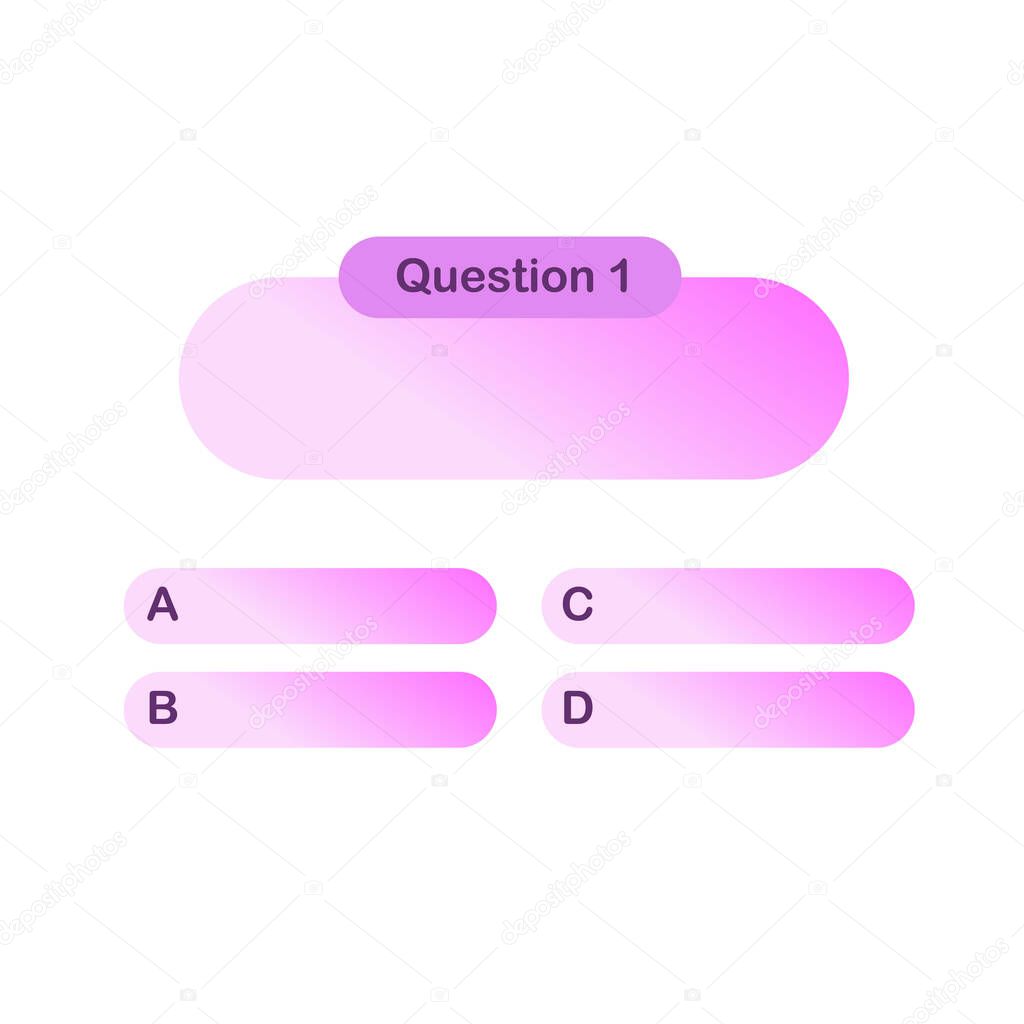 Quiz lottery or TV show, trivia game multiple choice menu template modern trendy vector illustration, question answer game concept