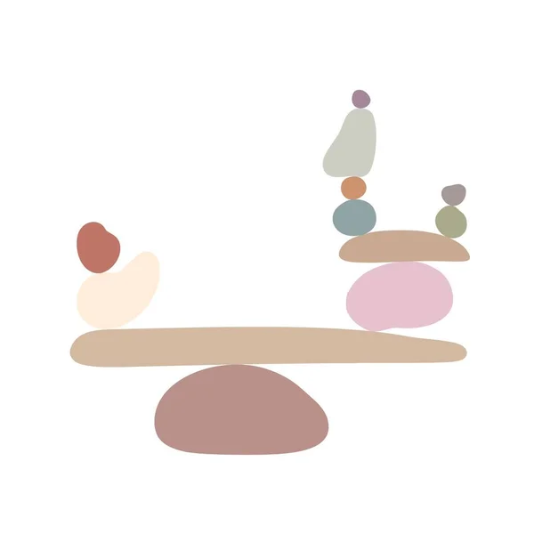 Zen Kameny Cairns Jednoduchý Abstraktní Plochý Styl Vektorové Ilustrace Relaxace — Stockový vektor