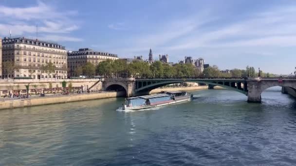 Paris France Octobre 2021 Rivière Seine Paris Capitale France Bateau — Video