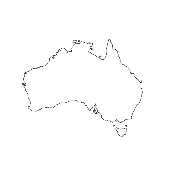 Australia Country Map Simple Outline Vector Illustration Blank Template Design — Stock Vector