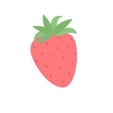 Çilek meyvesi basit karalama çizimi basit vektör çizimi, mevsimsel yaz dekorasyonu için el yapımı tasarım unsuru, kart, davetiye, poster, taze sağlıklı besin diyeti konsepti