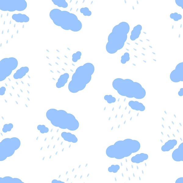 Wolk Met Regen Druppels Naadloos Patroon Eenvoudige Cartoon Vector Illustratie — Stockvector