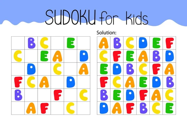 Letras Coloridas Alfabeto Sudoku Jogo Educativo Atividade Lazer Ilustração Vetorial —  Vetores de Stock