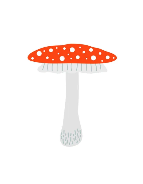 Mushroom Red White Dots Fly Agaric Seasonal Halloween Vector Illustration — Stock Vector