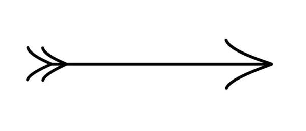 Pfeil Einfache Von Hand Gezeichnete Vektordarstellung Horizontales Zeichen Das Nach — Stockvektor