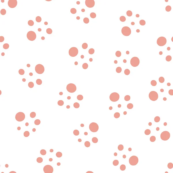 ピンクのポルカ ドットのランダム順序は60S 70S 80S様式ベクトルのイラストの抽象幾何学の継ぎ目が無いパターン 表面の設計 文房具 包むペーパー カバーのための流行のレトロな装飾を囲みます — ストックベクタ