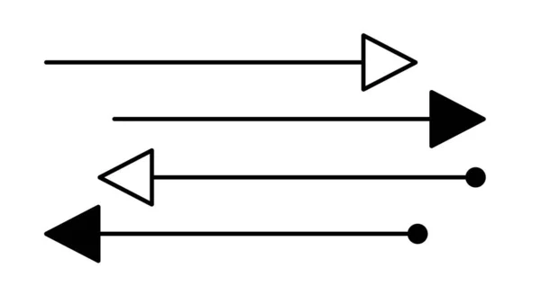 Flechas Conjunto Simple Ilustración Vectorial Dibujado Mano Signo Horizontal Apuntando — Vector de stock