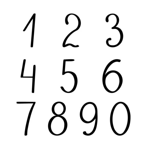 Svarta Siffror Klotter Stil Kontur Vektor Illustration Två Tre Fyra — Stock vektor