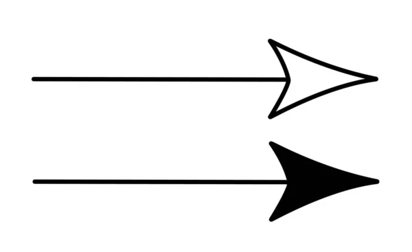 Flèches Illustration Vectorielle Simple Dessinée Main Signe Forme Libre Pointant — Image vectorielle