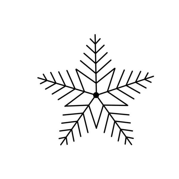 Sněhová Vločka Vánoce Jednoduché Čmáranice Lineární Ručně Kreslené Vektorové Ilustrace — Stockový vektor